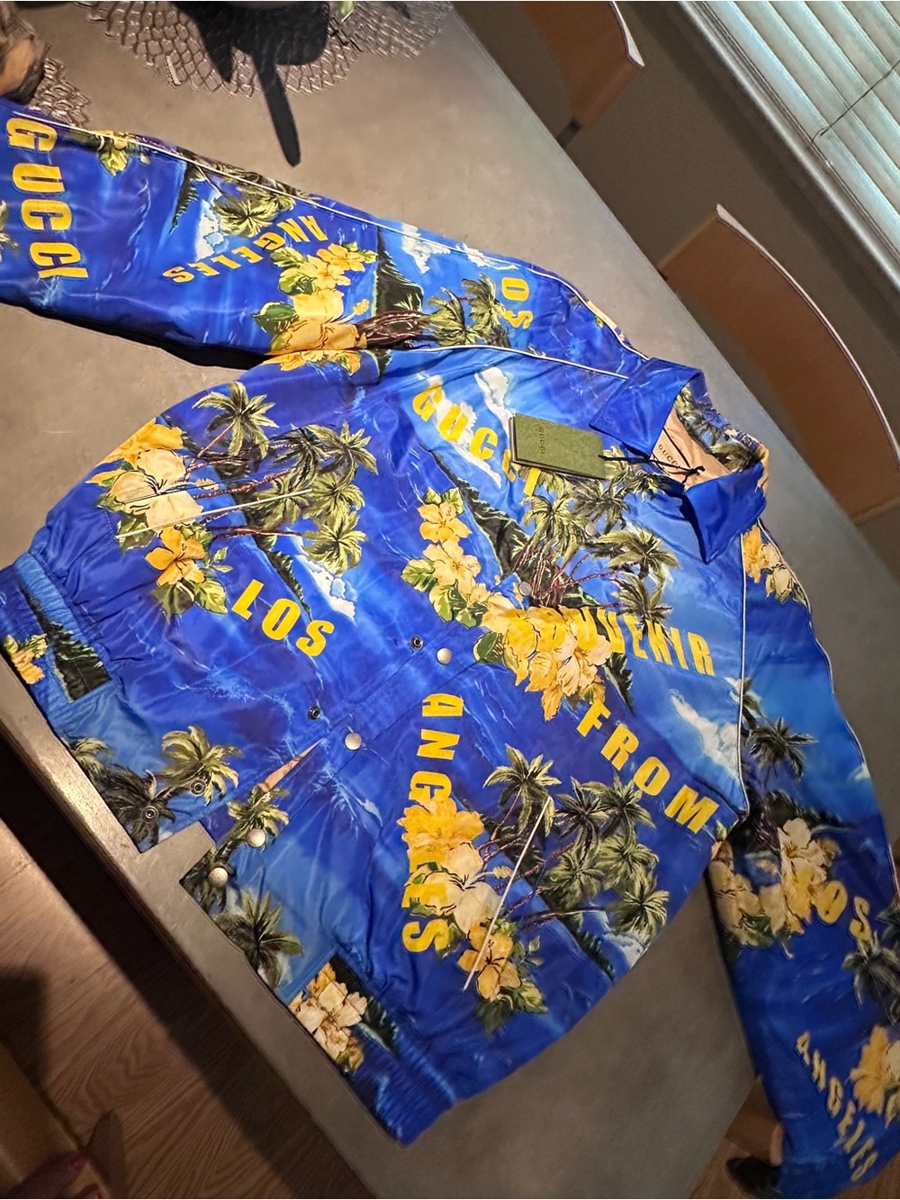 Gucci Multi-Color Tropical Print Jacket with Blue Accents